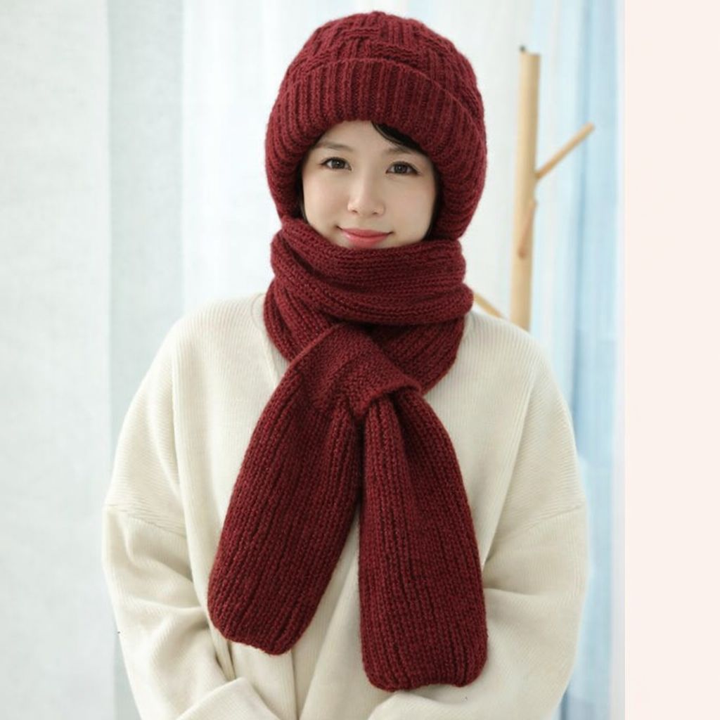 Winter Scarf Cap - মেরুন (meroon)