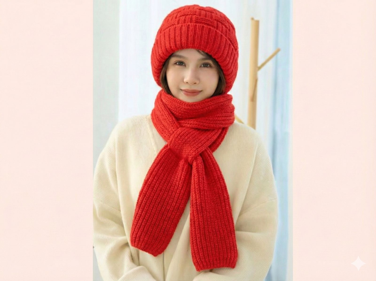 Winter Scarf Cap - লাল (red)
