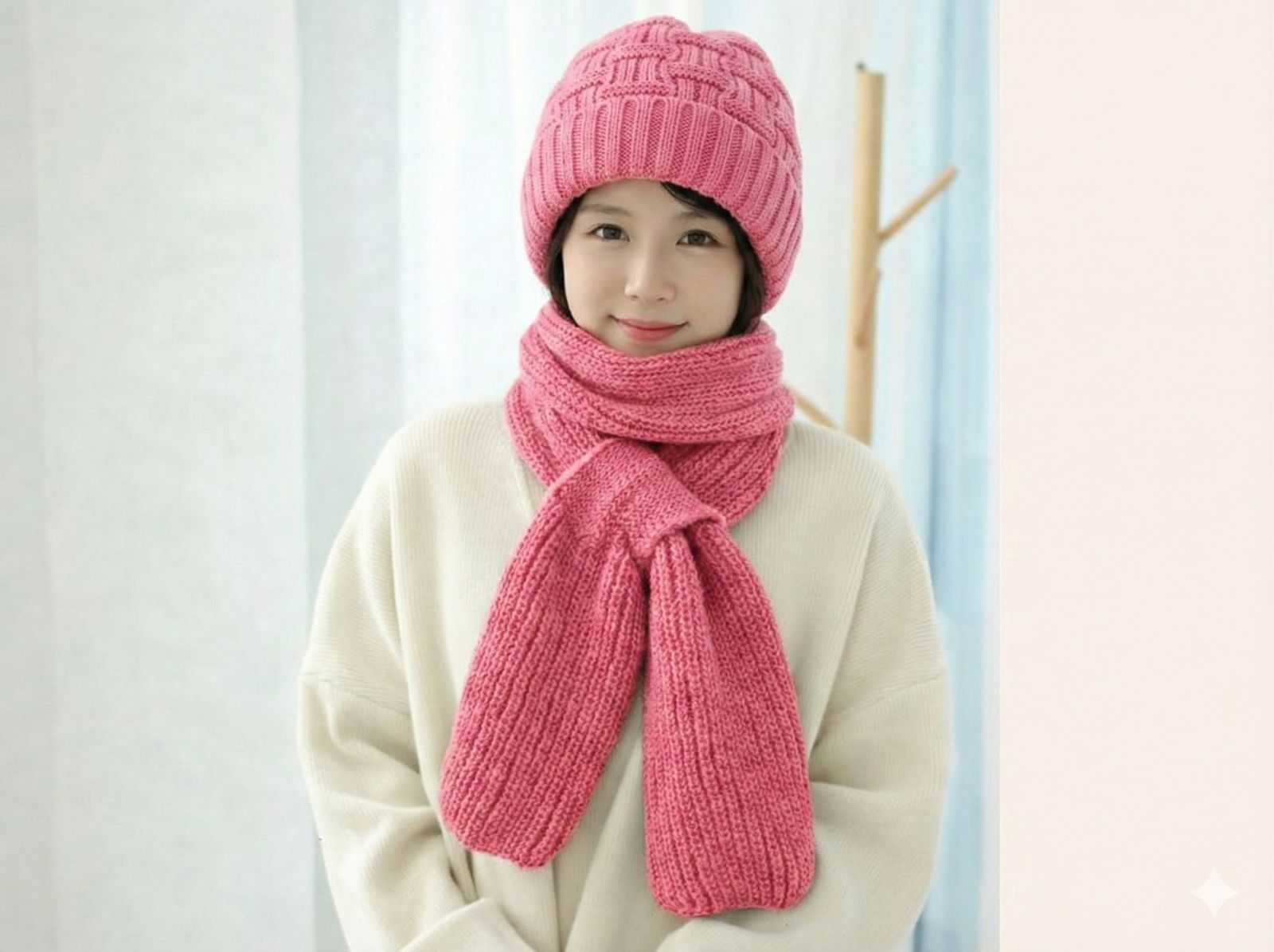 Winter Scarf Cap - পিংক (pink)