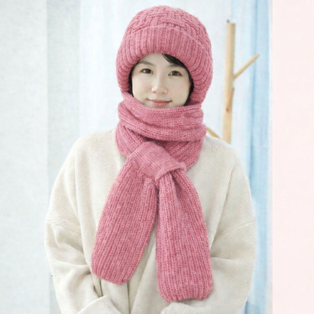 Winter Scarf Cap - light  pink