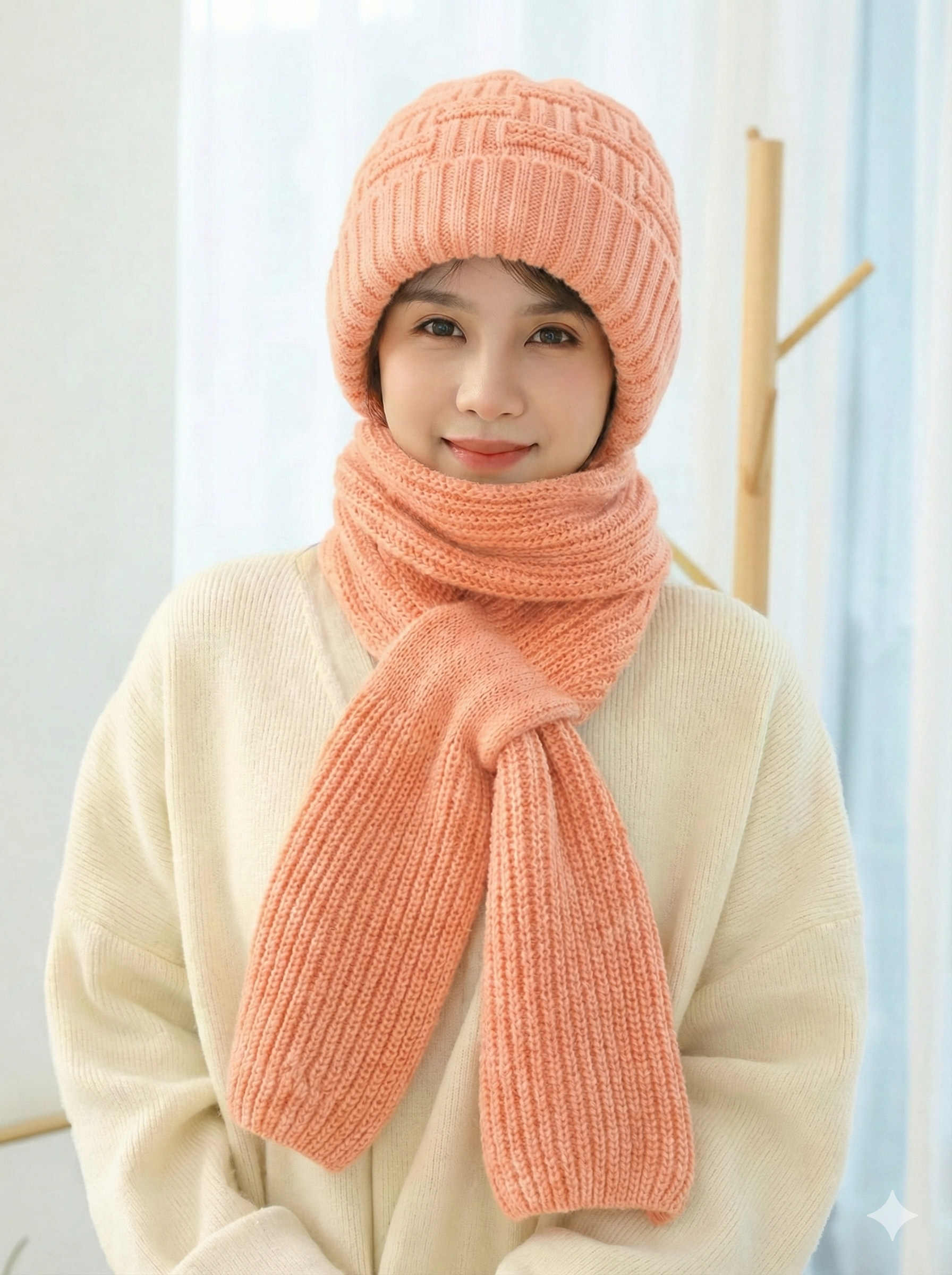 Winter Scarf Cap - পীচ (Peach)